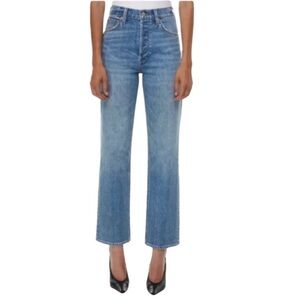 Denim Forum Arlo high rise straight leg blue jeans size 24 excellent condition